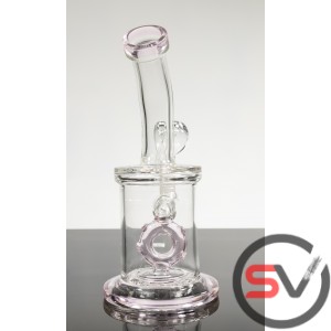 CURVED NECK COLORED RING GLASS WATER PIPE 8inch